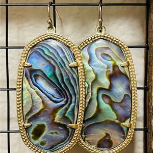 Kendra Scott Ella Abalone shell earrings.